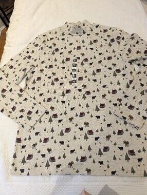 NWT Vintage 90s Deadstock Croft & Barrow Cabin Mock Neck Long Sleeve Top XL